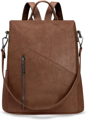 HUA ANGEL Vegan Leather Backpack Handbag for Women Anti-theft Travel Backpack Purse Convertible Medium for Work College Daily