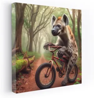 Hyena on a Bicycle in the Mysterious Forest: Bright and Humorous Interior Decor - Wall Art, Canvas Print, Poster, Painting for Home Decor [Poster 30x20]