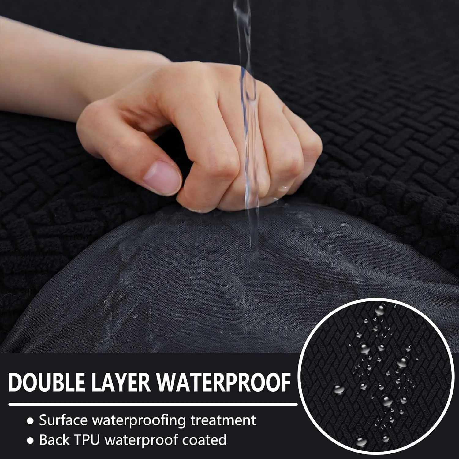 hyha Waterproof Couch Cushion Covers, Wear Resistant Couch Cover, Anti Slip Sofa Slipcovers Washable, Soft Thick Jacquard Furniture Protector for Pets Dog (3 Packs, Black)