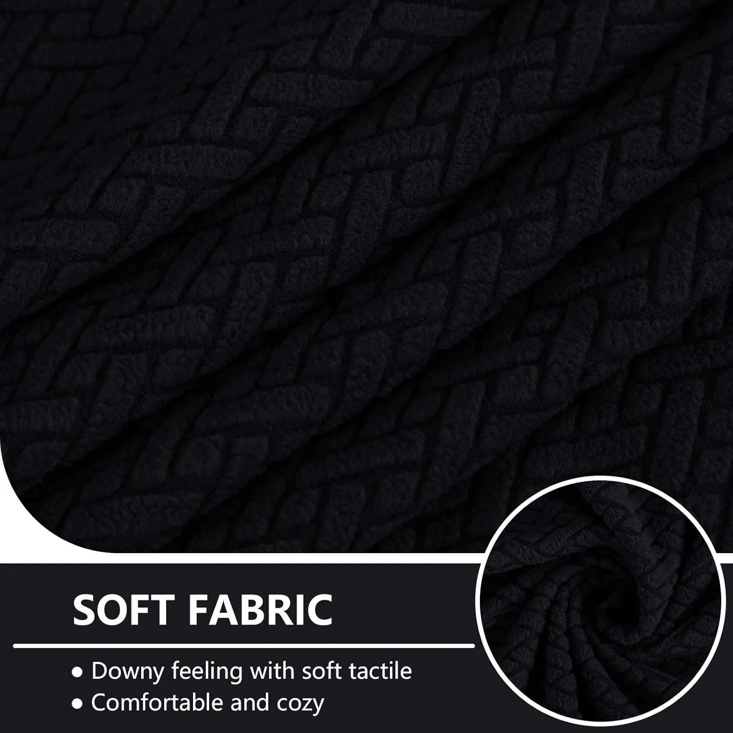 hyha Waterproof Couch Cushion Covers, Wear Resistant Couch Cover, Anti Slip Sofa Slipcovers Washable, Soft Thick Jacquard Furniture Protector for Pets Dog (3 Packs, Black)