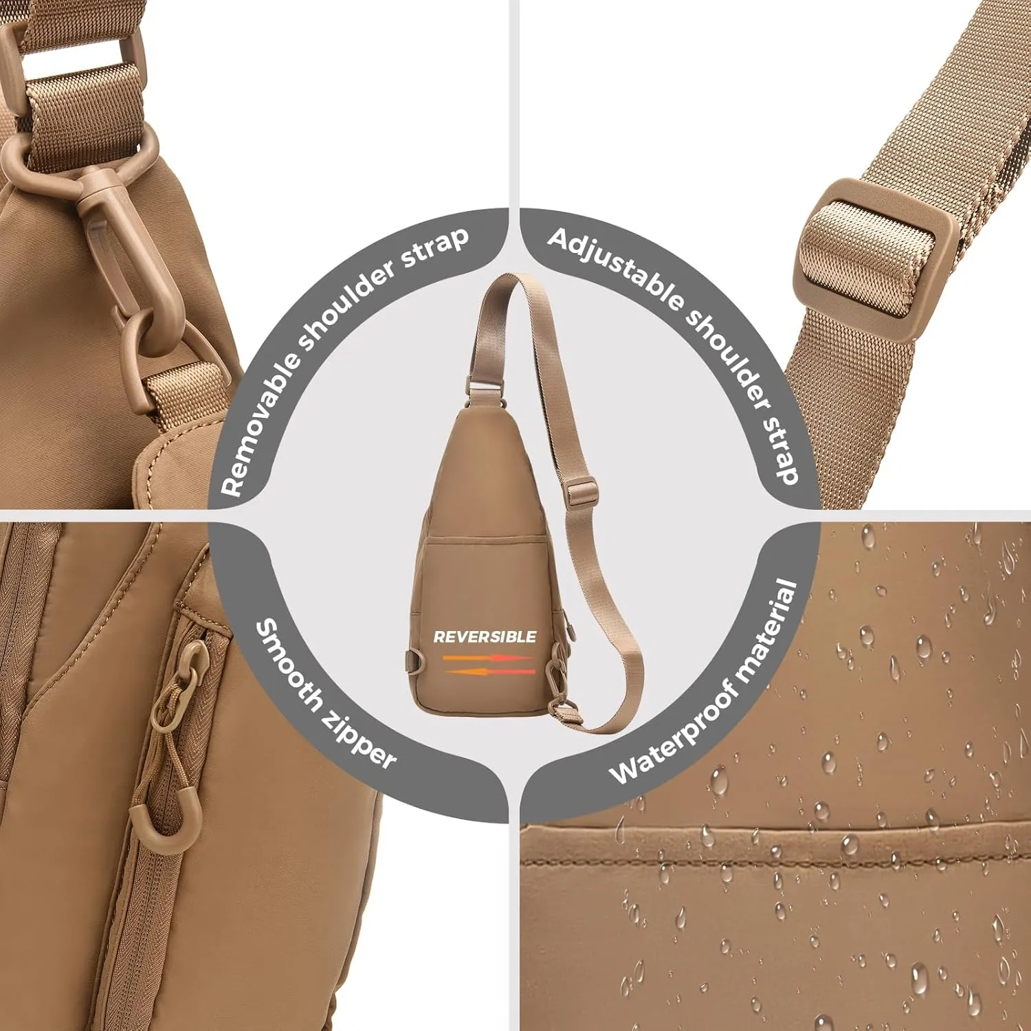 I IHAYNER Small Sling Bag for Women Crossbody Bags Fanny Pack Chest Bag for Travel Lightweight Casual Backpack for Hiking Dark Brown