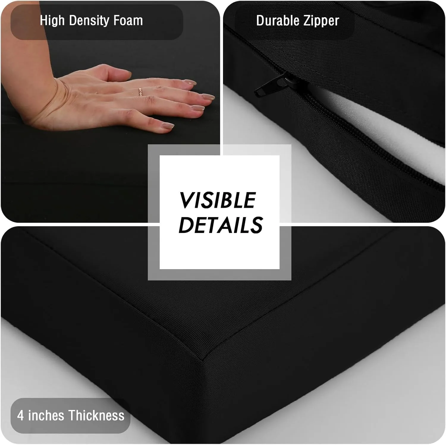 idee-home Outdoor Loveseat Cushions for Patio Furniture, Waterproof Couch Hampton Bay Deep Seat Cushion Replacement Set 46" x 26", Patio Love Seat Sofa Cushions for Porch Garden Chair, Black Pattern