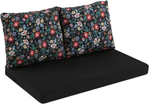 idee-home Outdoor Loveseat Cushions for Patio Furniture, Waterproof Couch Hampton Bay Deep Seat Cushion Replacement Set 46" x 26", Patio Love Seat Sofa Cushions for Porch Garden Chair, Black Pattern