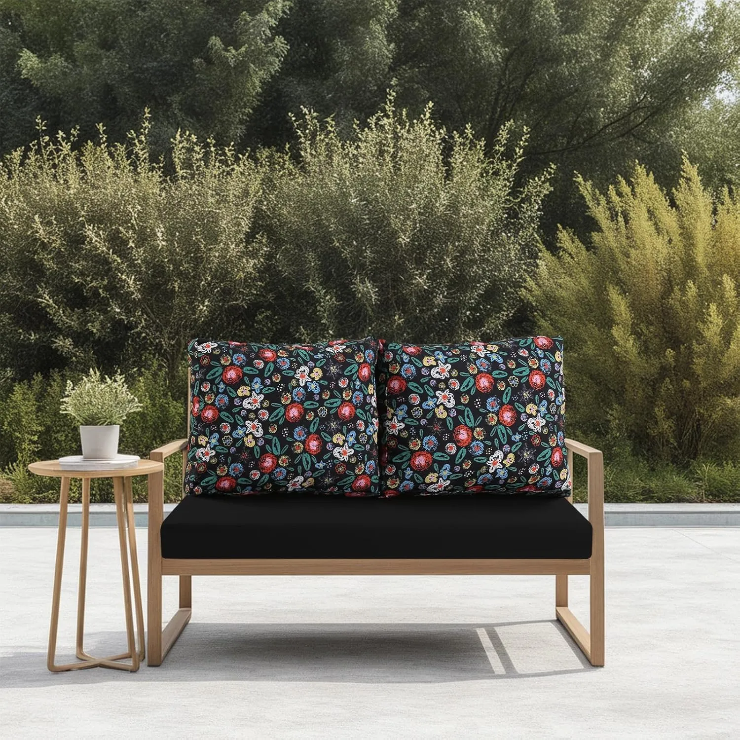 idee-home Outdoor Loveseat Cushions for Patio Furniture, Waterproof Couch Hampton Bay Deep Seat Cushion Replacement Set 46" x 26", Patio Love Seat Sofa Cushions for Porch Garden Chair, Black Pattern