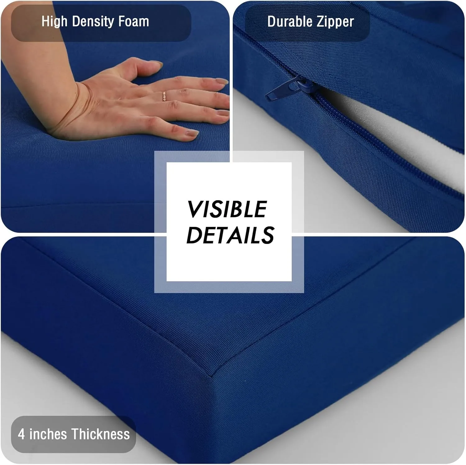 idee-home Outdoor Loveseat Cushions for Patio Furniture, Waterproof Couch Hampton Bay Deep Seat Cushion Replacement Set 46" x 26", Patio Love Seat Sofa Cushions for Porch Garden Chair, Navy Blue