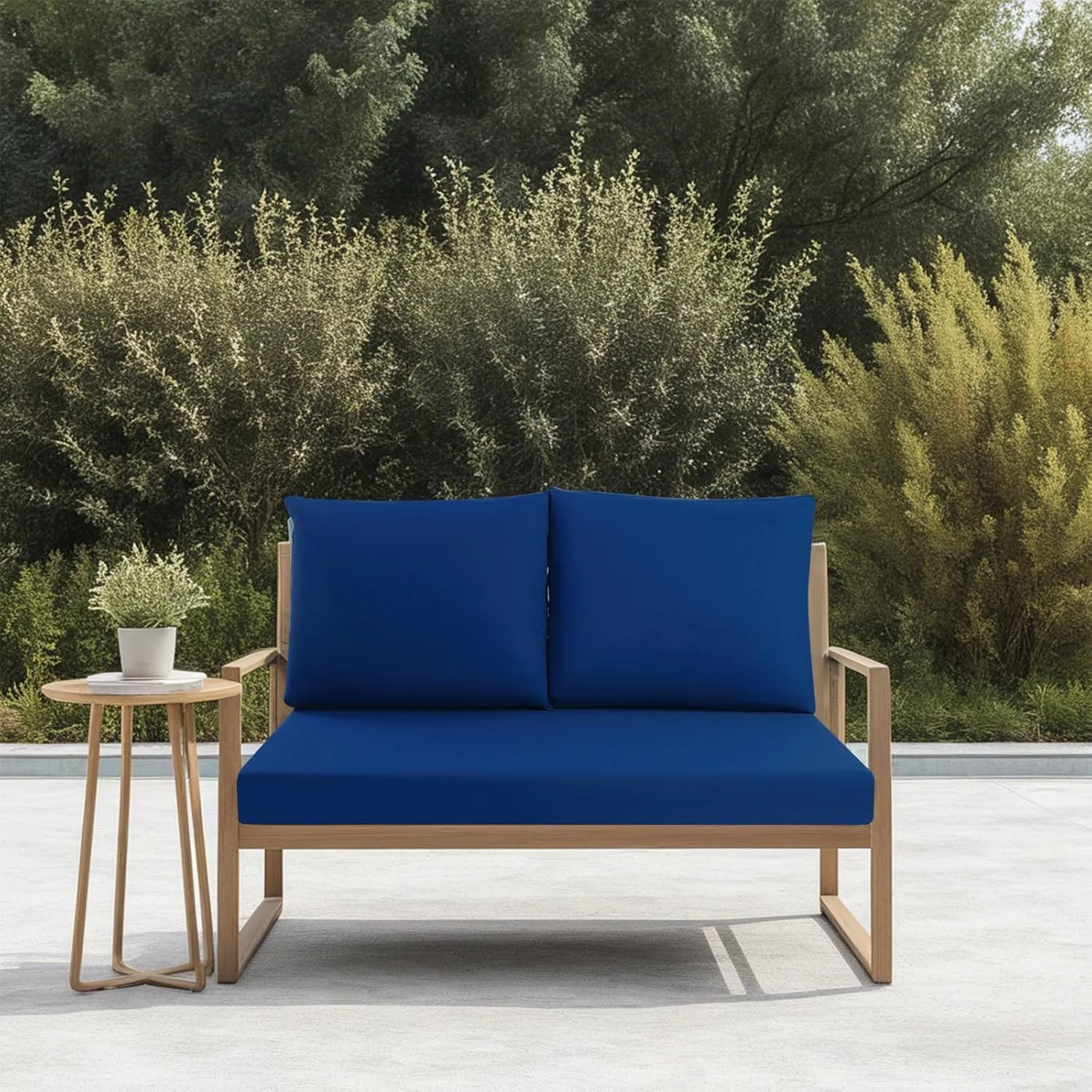 idee-home Outdoor Loveseat Cushions for Patio Furniture, Waterproof Couch Hampton Bay Deep Seat Cushion Replacement Set 46" x 26", Patio Love Seat Sofa Cushions for Porch Garden Chair, Navy Blue