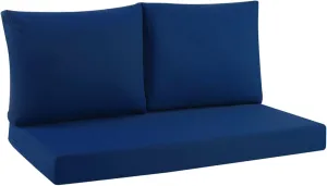 idee-home Outdoor Loveseat Cushions for Patio Furniture, Waterproof Couch Hampton Bay Deep Seat Cushion Replacement Set 46" x 26", Patio Love Seat Sofa Cushions for Porch Garden Chair, Navy Blue