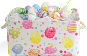 INough Foldable Easter Basket for Kids - Large Easter Tote for Egg Hunts