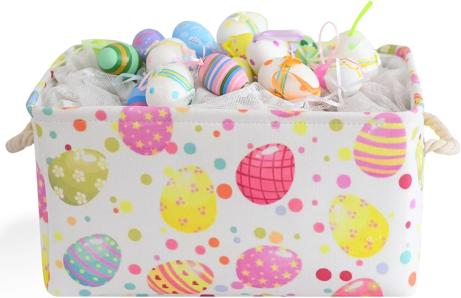 INough Foldable Easter Basket for Kids - Large Easter Tote for Egg Hunts