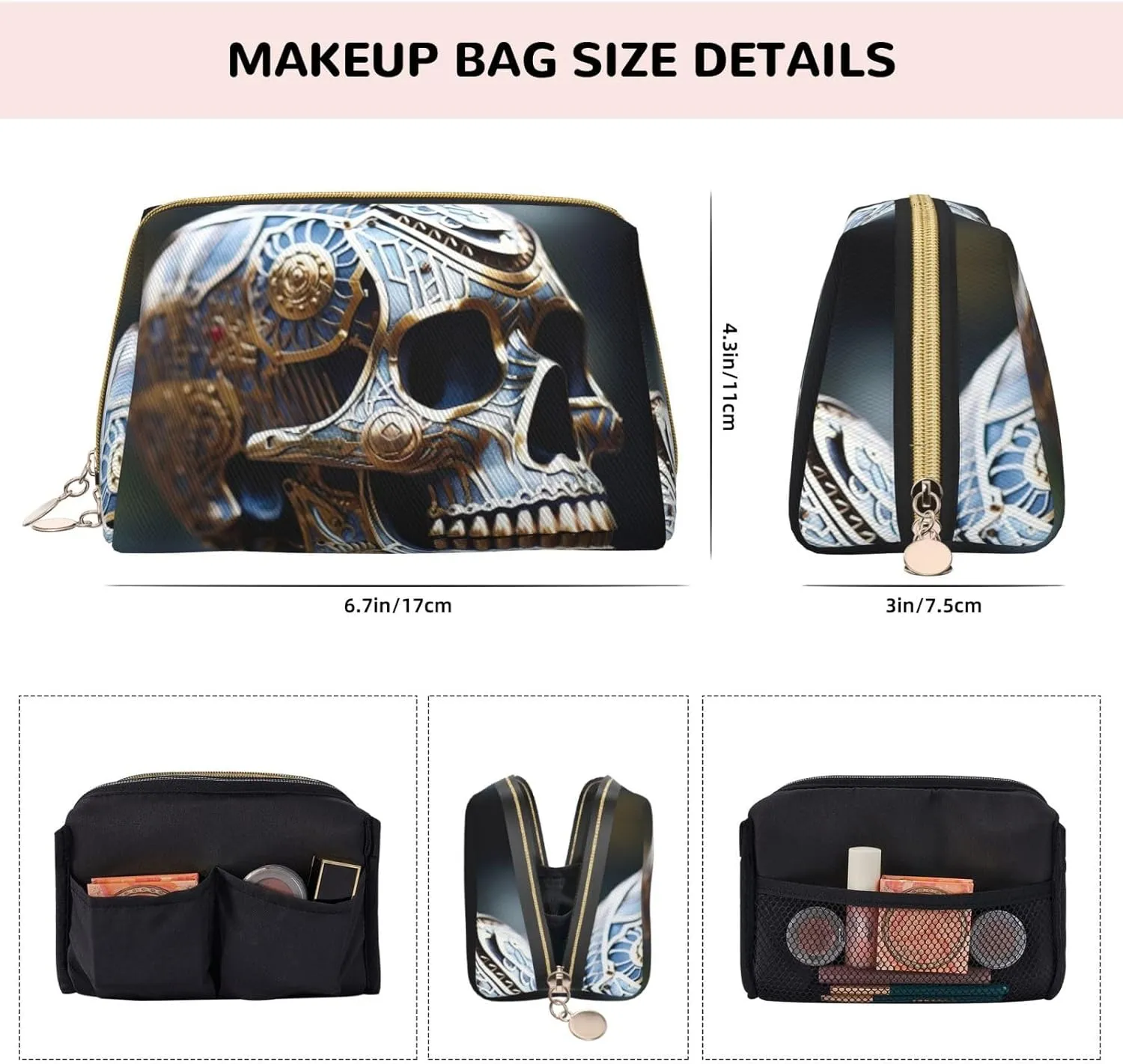 Interesting Skeleton Travel Toiletry Organizer, Portable Makeup Bag For Women