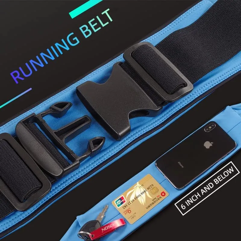 Invisible Running Belt for Phone, Sports Fitness Waist Band for Women Men, Adjustable Pouch with buckle, Hidden key hook, Ultra-light, Walking, Gym, Workout, Jogging