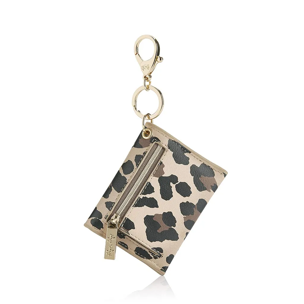 Itzy Ritzy – Itzy Mini Keychain Wallet; Small Card Holder Can Clip to Diaper Bag, Purse, Travel Bag or Keychain (Leopard)