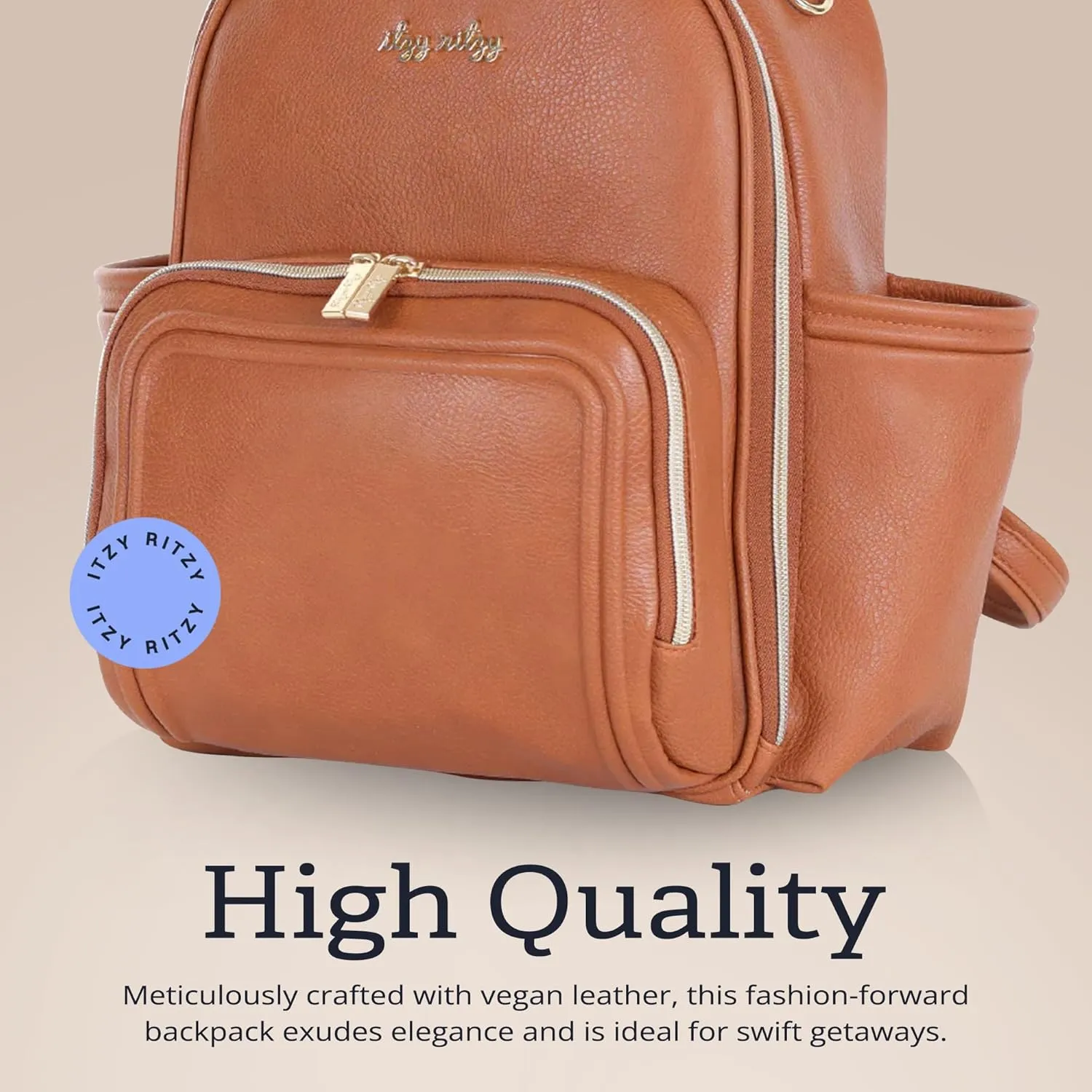 Itzy Ritzy Mini Plus Diaper Bag, Cognac