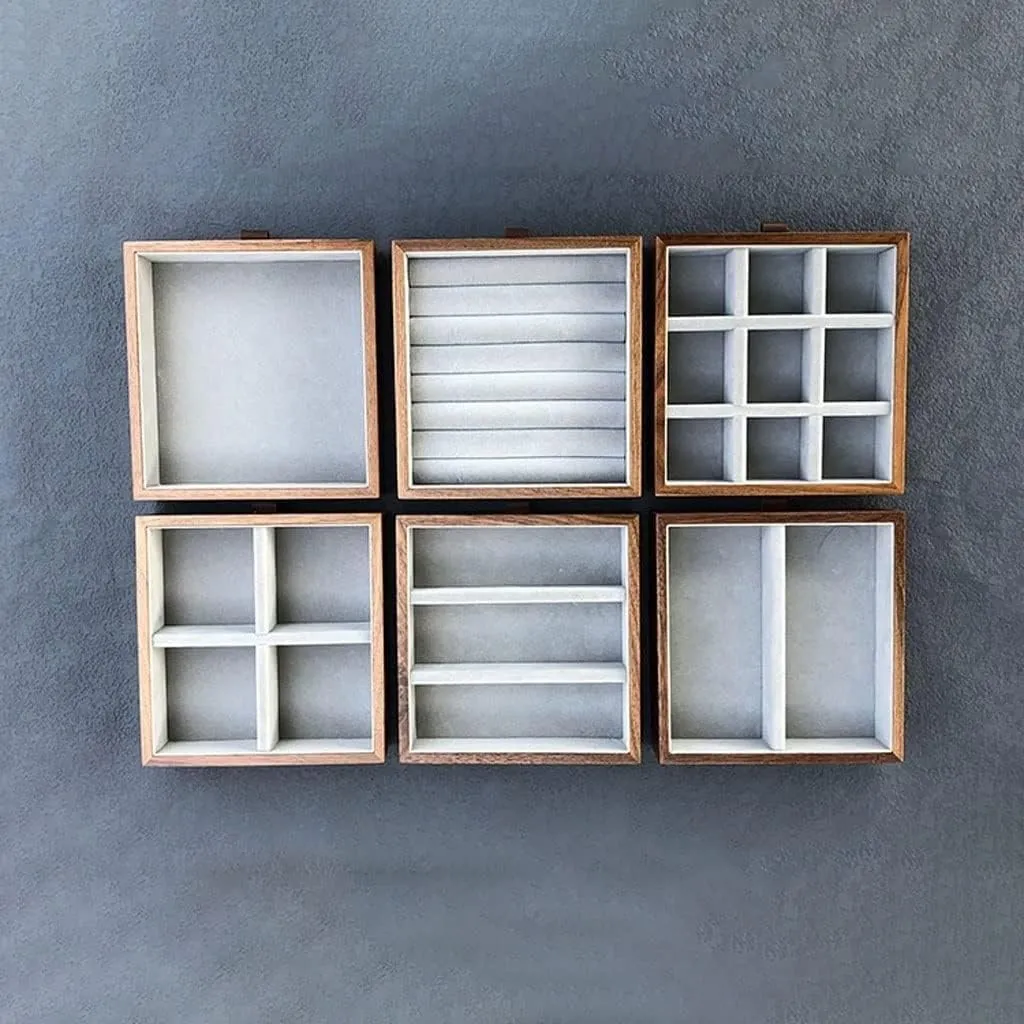 Jewelry Box Multilayer Storage Earring Necklace Bracelet Wooden