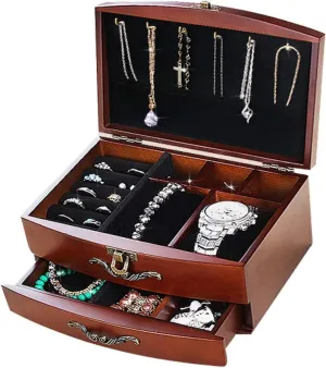Jewelry Holder Three Layers Jewelry Display Box Earrings Necklaces Storage Box Nordic Double Layer Jewelry Box for Women Watch Cabinets (Color : B)
