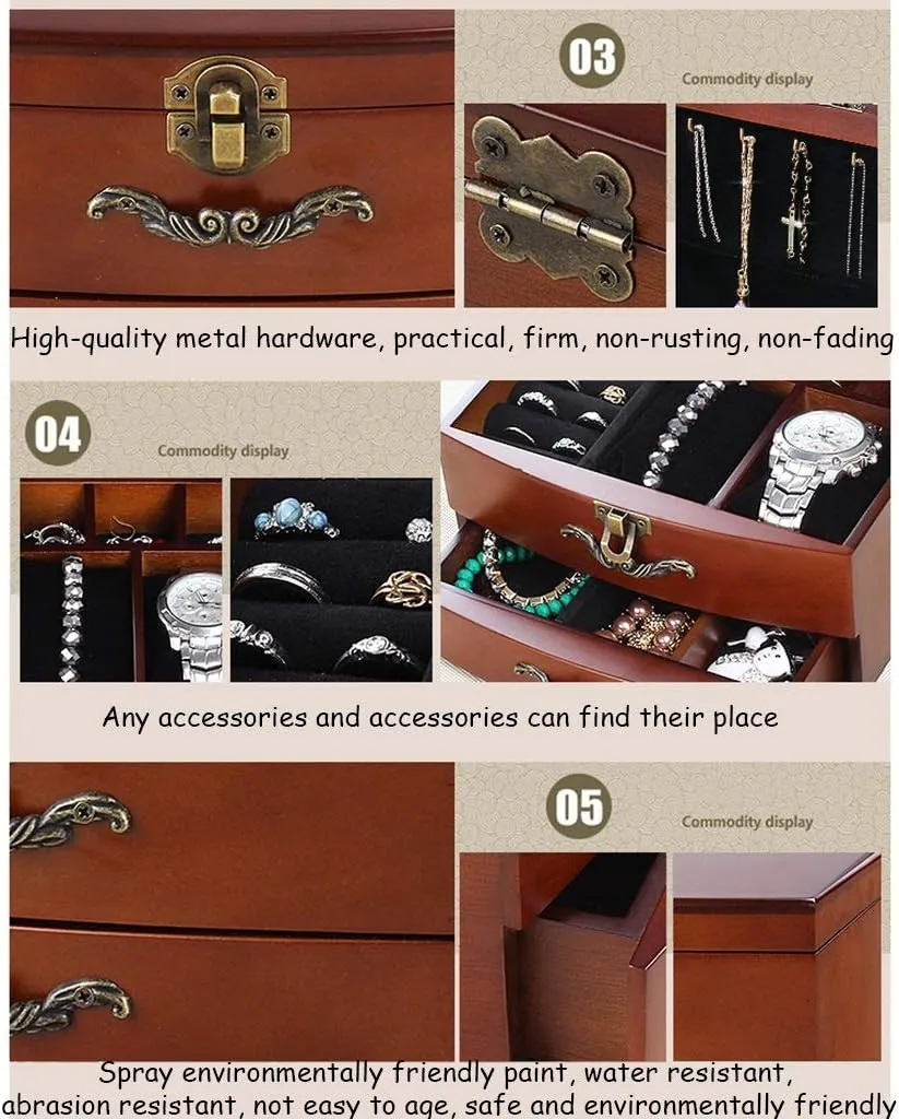 Jewelry Holder Three Layers Jewelry Display Box Earrings Necklaces Storage Box Nordic Double Layer Jewelry Box for Women Watch Cabinets (Color : B)