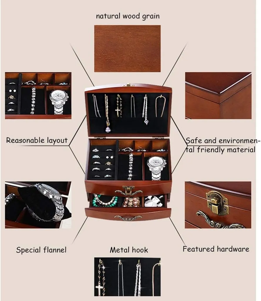 Jewelry Holder Three Layers Jewelry Display Box Earrings Necklaces Storage Box Nordic Double Layer Jewelry Box for Women Watch Cabinets (Color : B)