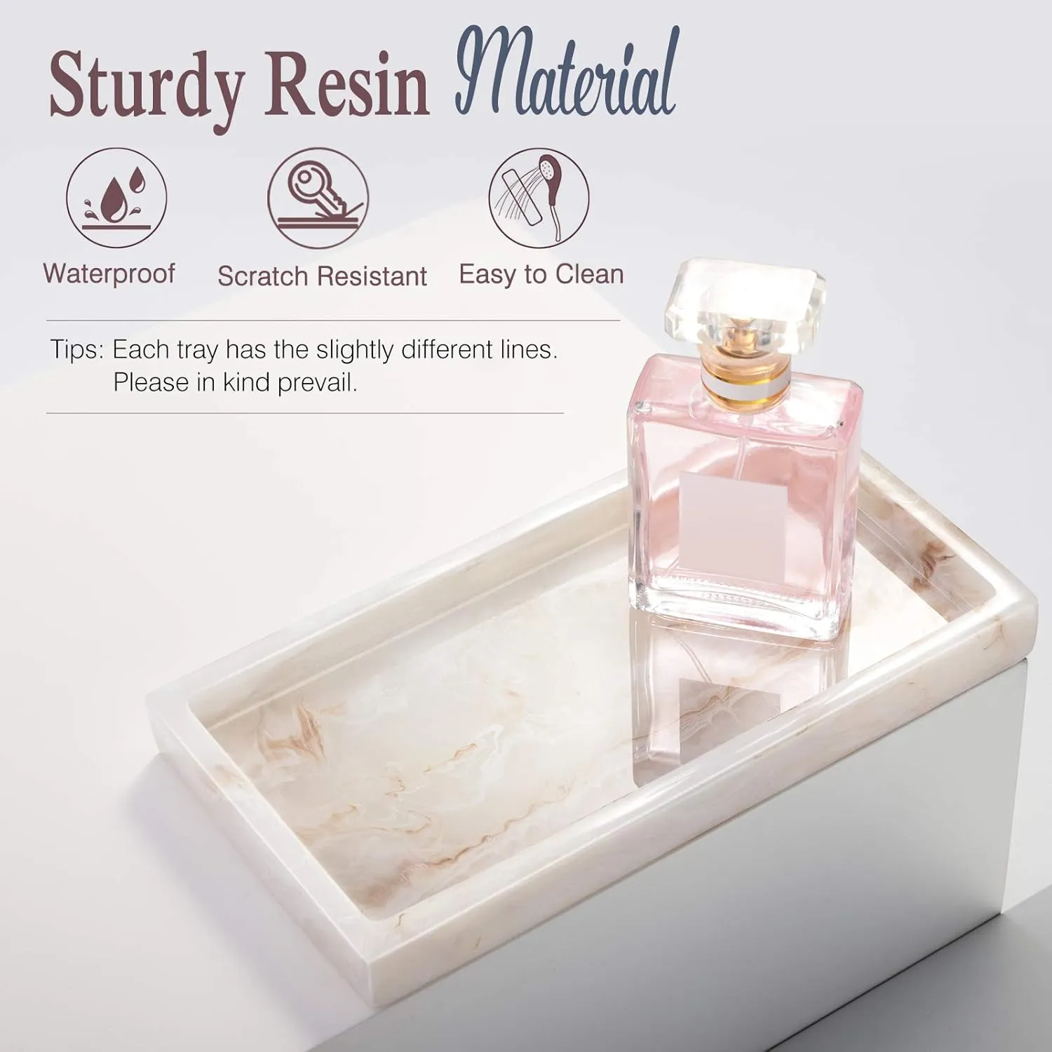 Jewelry Organizer Resin Tray, Bathroom Kitchen Dresser Vanity Tray Jewelry Dish Ring Cosmetic Organizer for Candle Perfume Soap Shampoo Small Plant Home Decor, Mini Size - Ink Khaki