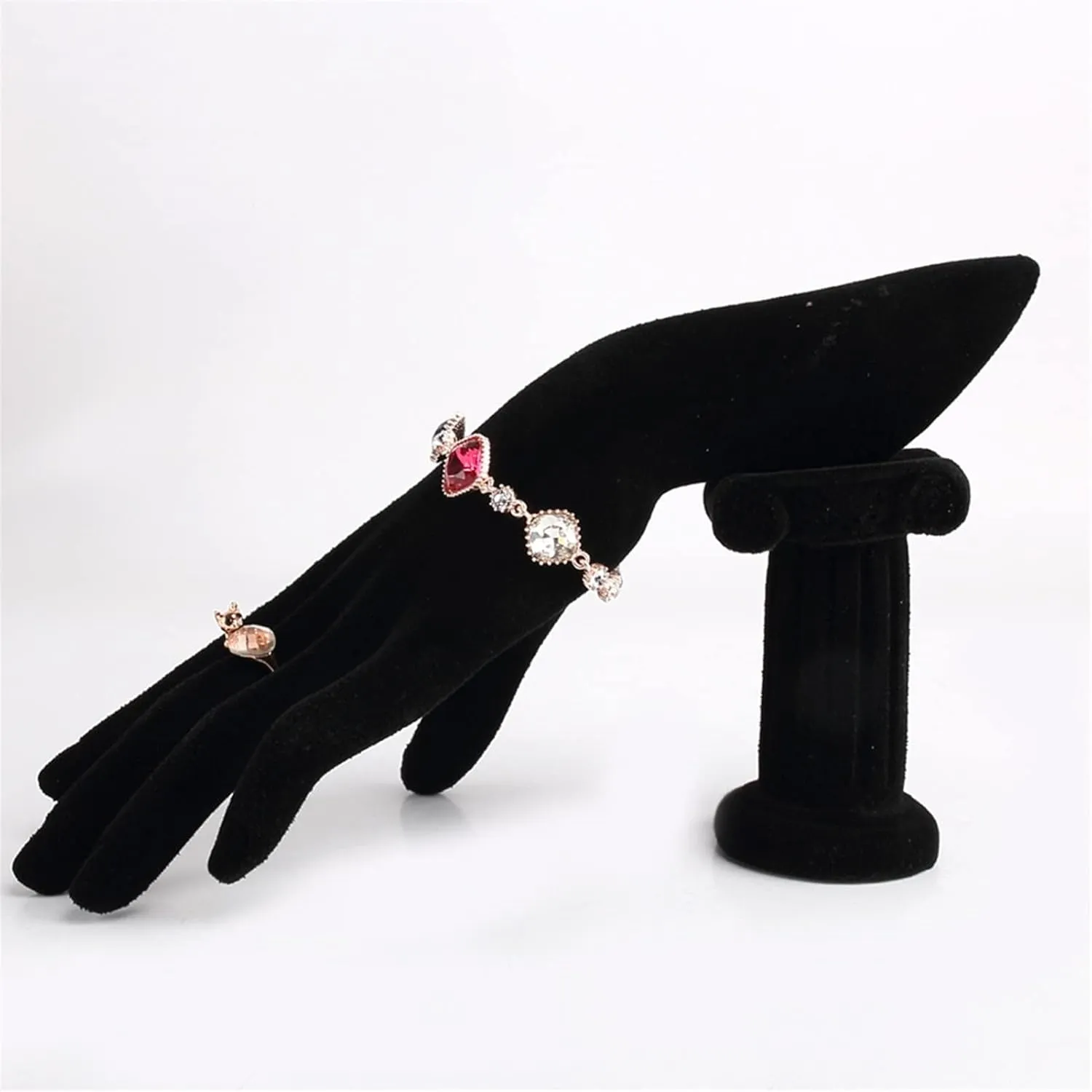 Jewelry Organizer Stand Jewellery Finger Display Mannequin Stand, Mannequin Hand Form for Jewelry Bracelet Ring Watch Display Hand Stand Display Stand (Color : Black Velvet)