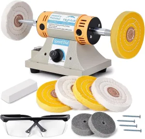 Jewelry Polisher Versatile Polishers & Buffers for Bench Grinder - Ideal for Jewelry Polishing and Finishing Jobs,With 6 Cloth Wheels, 2 Abrasive Fiber Wheels, Safety Glass, Polish Compound