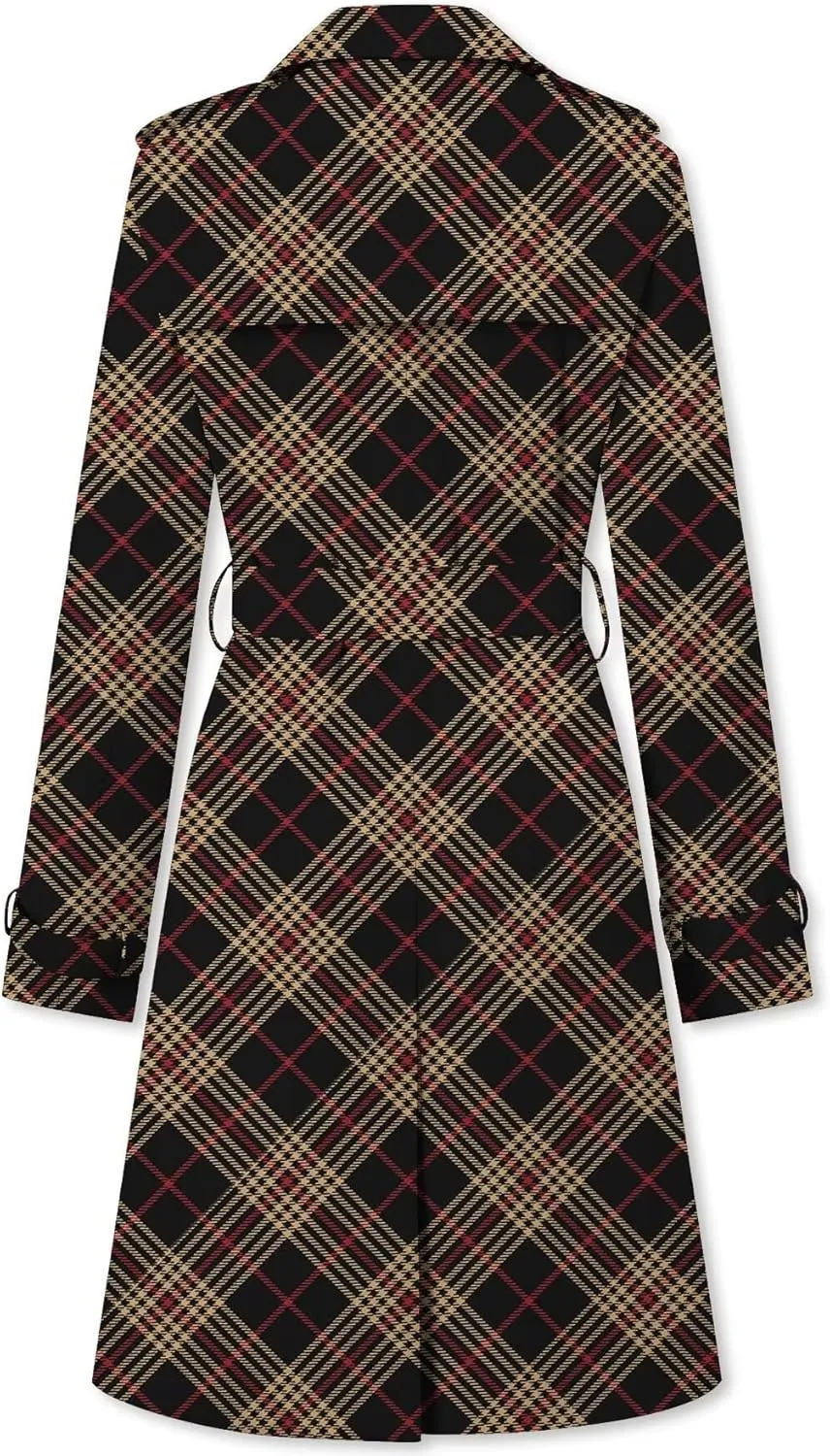 Joe Wenko Women's Waterproof Trench Coat Double Breasted Lapel Rain Coats for Women With Belt