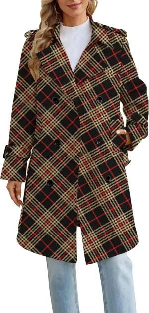 Joe Wenko Women's Waterproof Trench Coat Double Breasted Lapel Rain Coats for Women With Belt