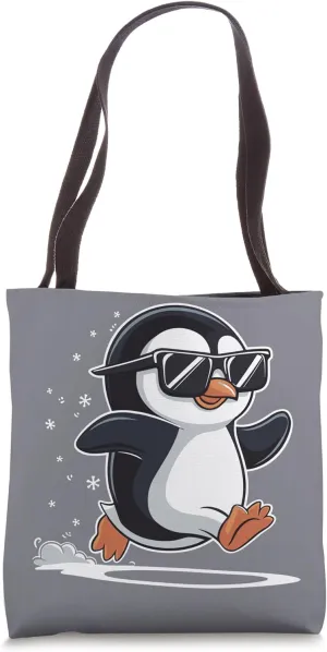 Jogging Penguin Jogger Running Winter Snow Penguin Jogger Tote Bag