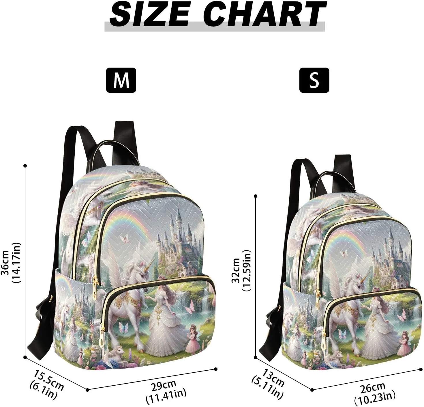 Joisal Beautiful Princess with White Unicorn Ladies Backpack Anti Theft Gym Backpack, Backpack Travel
