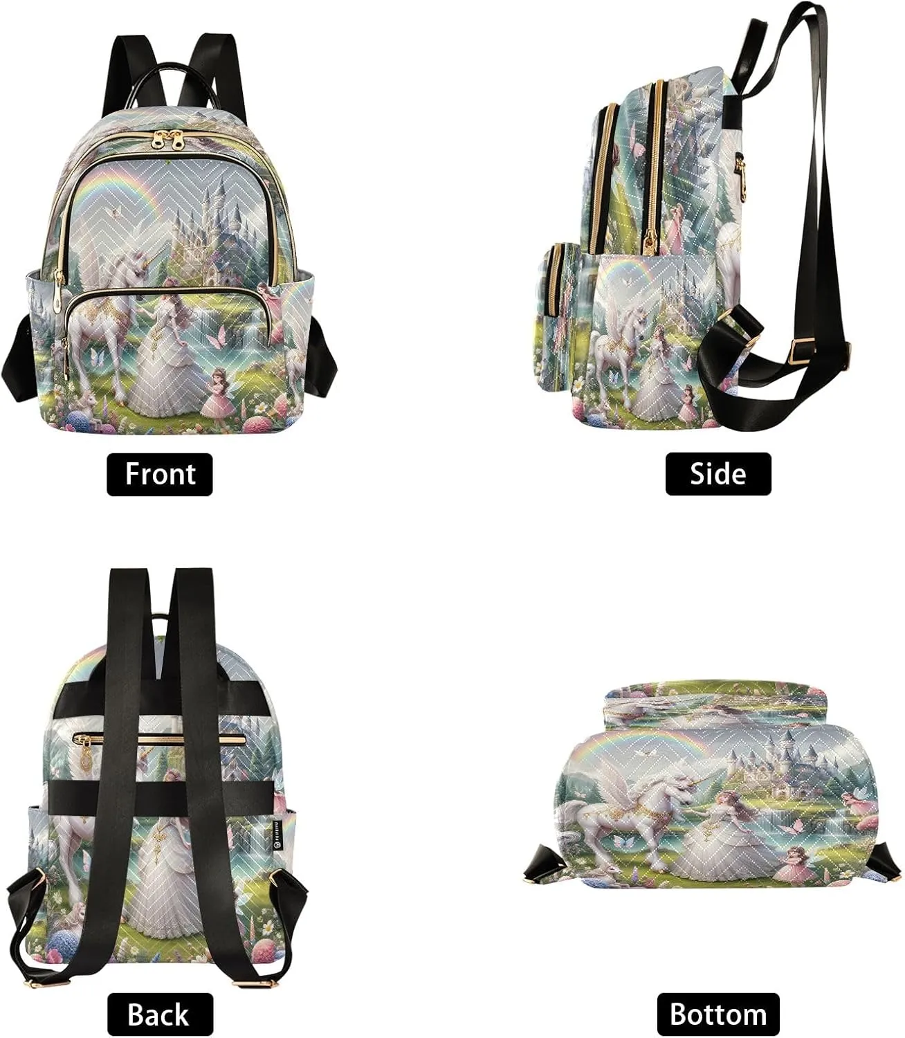 Joisal Beautiful Princess with White Unicorn Ladies Backpack Anti Theft Gym Backpack, Backpack Travel
