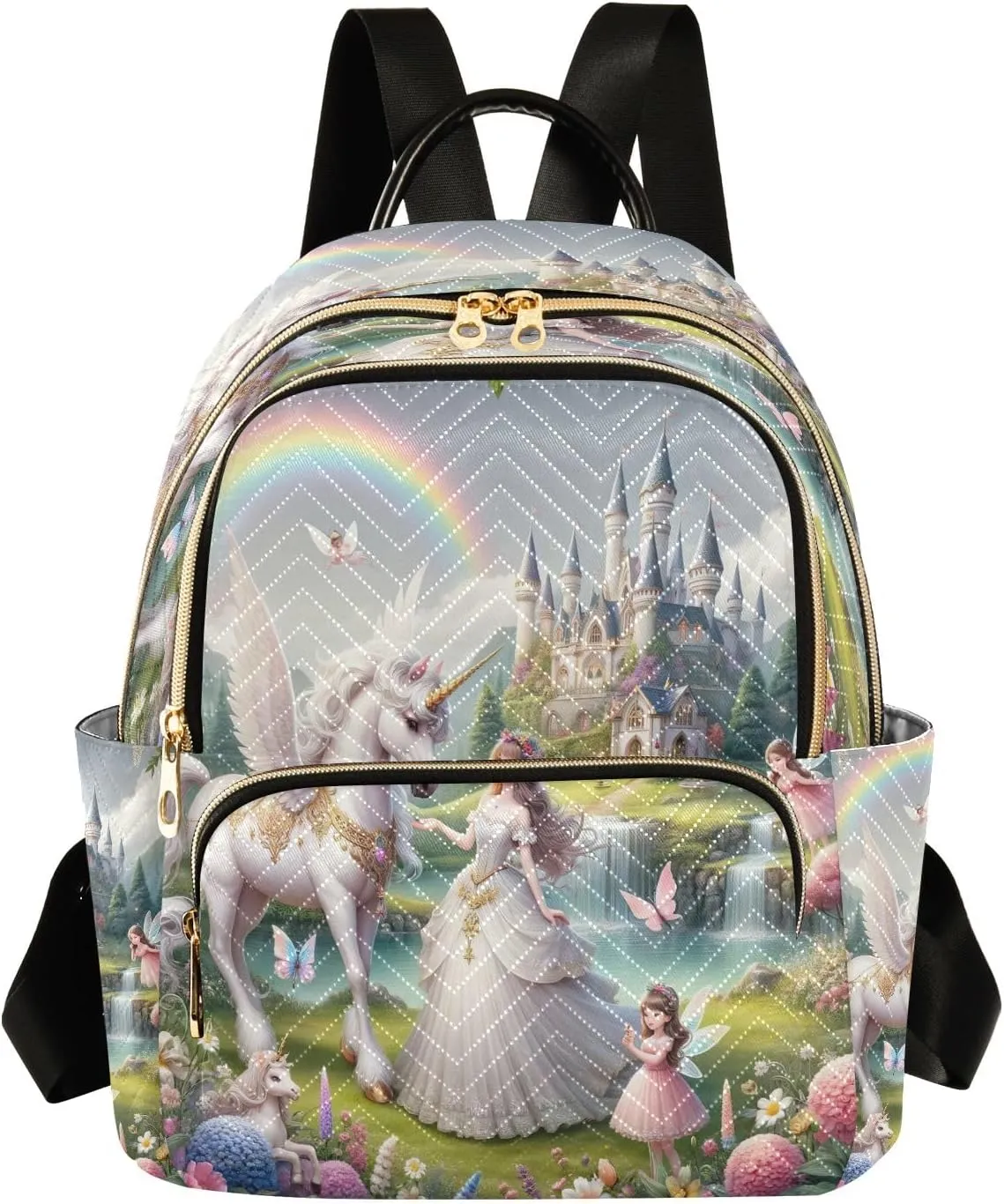 Joisal Beautiful Princess with White Unicorn Ladies Backpack Anti Theft Gym Backpack, Backpack Travel