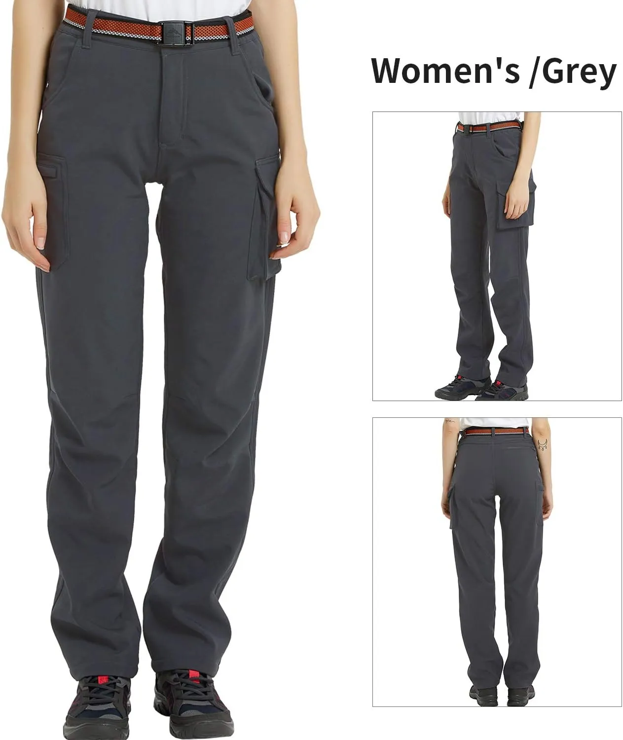 JOMLUN Women's Outdoor Hiking Pants Fleece Slim Soft Shell Snow Ski Pants Waterproof Windproof Winter