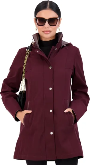 Jones NY Rain Jacket Women - Women's Spring Jacket with Hood - Long Womens Rain Coat - Waterproof Windbreaker for Women