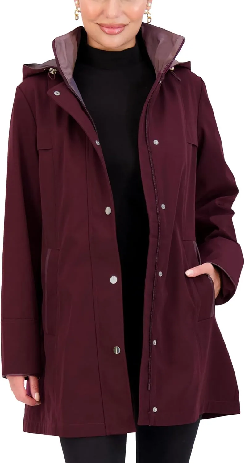 Jones NY Rain Jacket Women - Women's Spring Jacket with Hood - Long Womens Rain Coat - Waterproof Windbreaker for Women