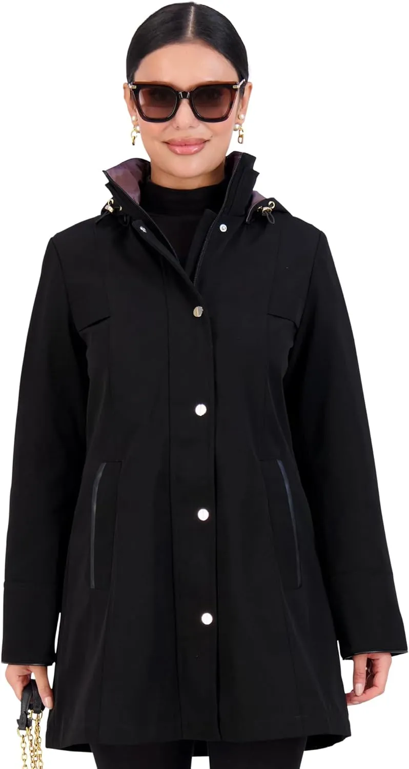Jones NY Rain Jacket Women - Women's Spring Jacket with Hood - Long Womens Rain Coat - Waterproof Windbreaker for Women
