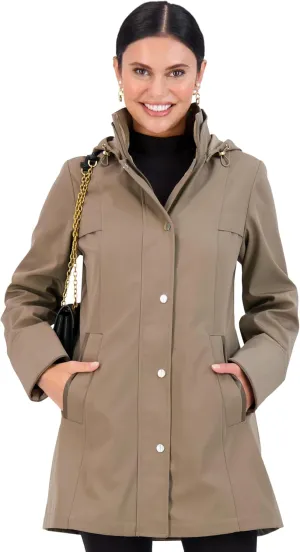 Jones NY Rain Jacket Women - Women's Spring Jacket with Hood - Long Womens Rain Coat - Waterproof Windbreaker for Women