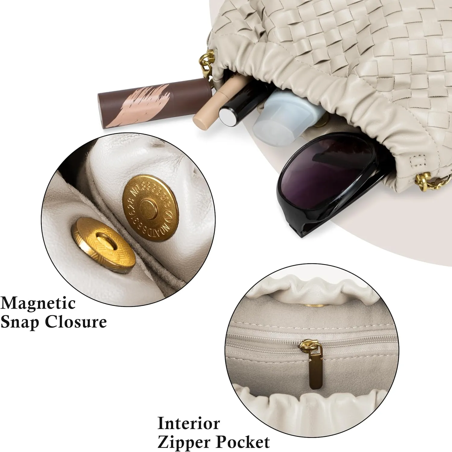 Joryin Woven Women's Crossbody Bag & Evening Purse, Trendy Dumpling Clutch & Hobo Cloud Shoulder Bag Trendy Dumpling Clutch