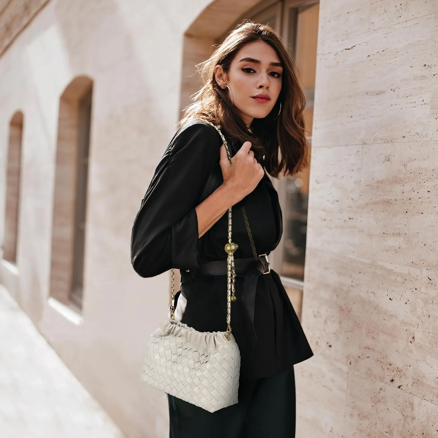 Joryin Woven Women's Crossbody Bag & Evening Purse, Trendy Dumpling Clutch & Hobo Cloud Shoulder Bag Trendy Dumpling Clutch