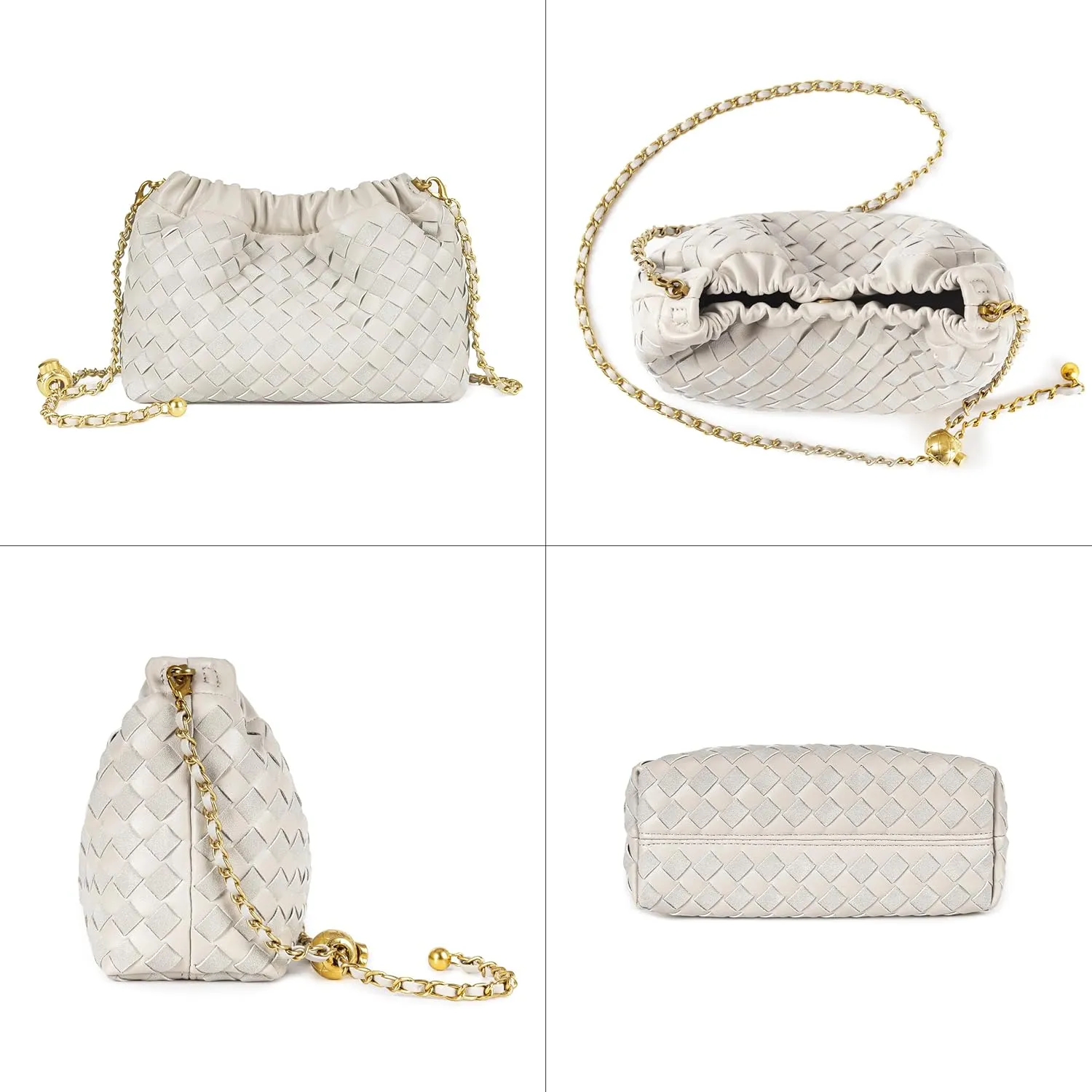 Joryin Woven Women's Crossbody Bag & Evening Purse, Trendy Dumpling Clutch & Hobo Cloud Shoulder Bag Trendy Dumpling Clutch