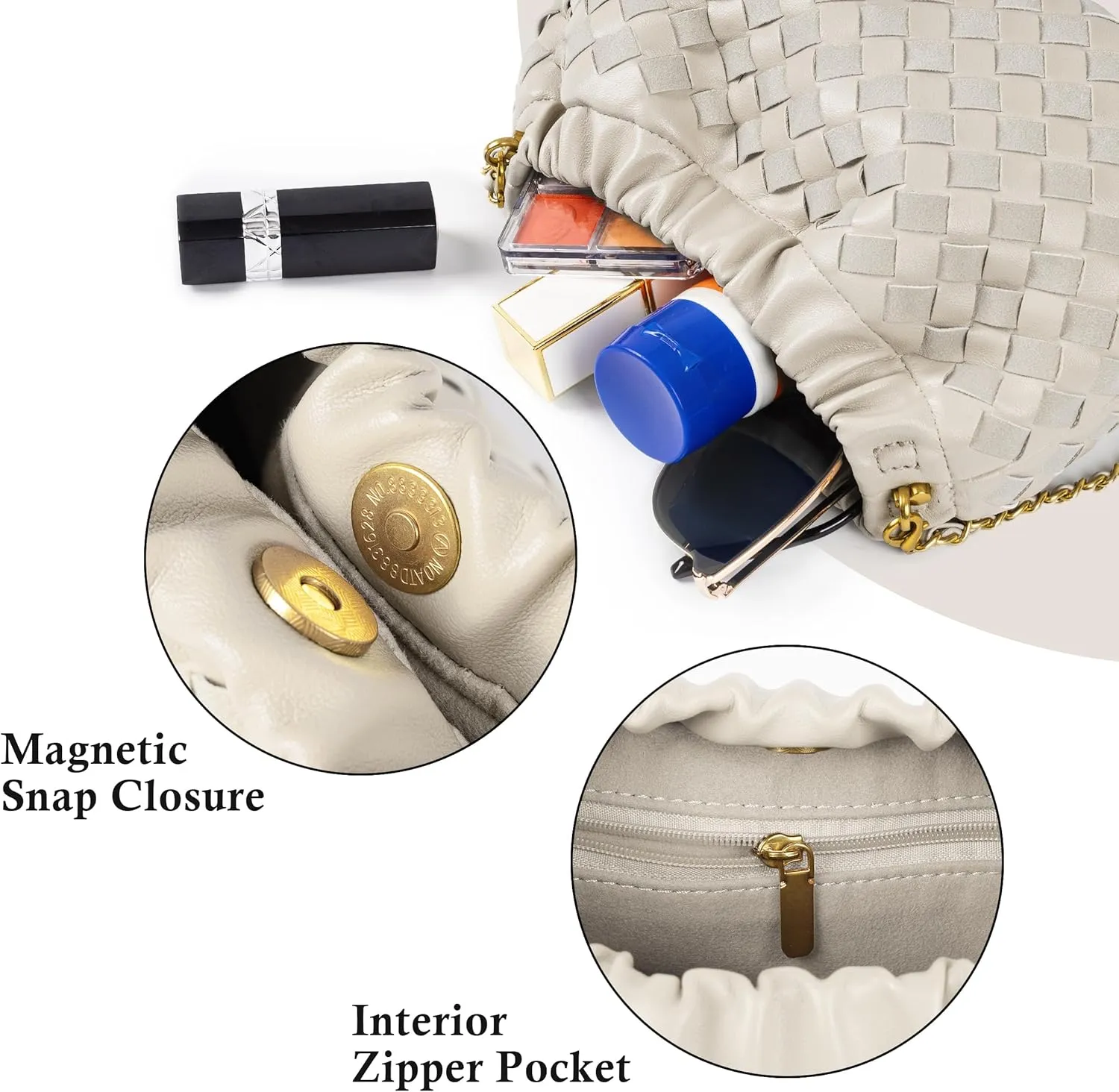 Joryin Woven Women's Crossbody Bag & Evening Purse, Trendy Dumpling Clutch & Hobo Cloud Shoulder Bag Trendy Dumpling Clutch