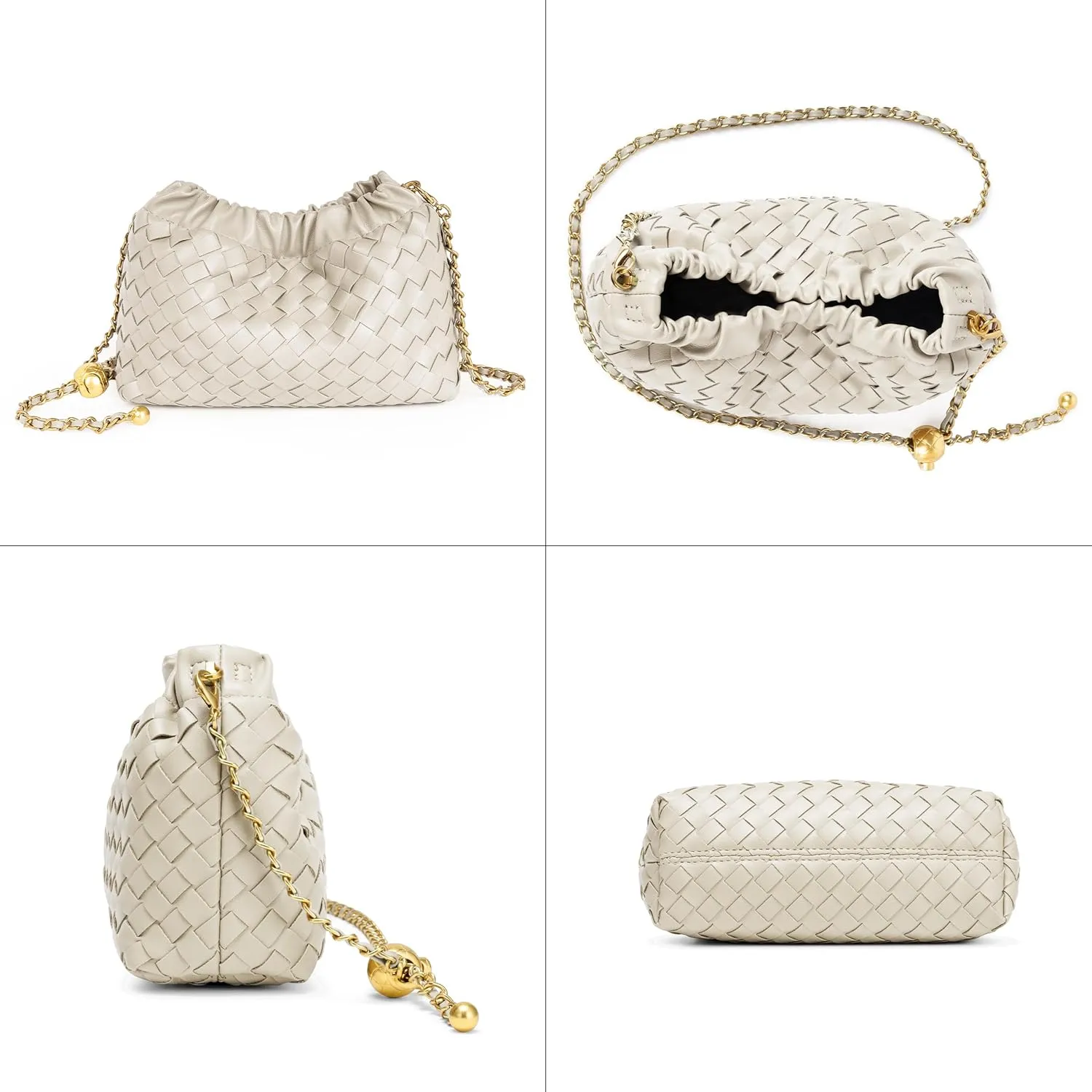 Joryin Woven Women's Crossbody Bag & Evening Purse, Trendy Dumpling Clutch & Hobo Cloud Shoulder Bag Trendy Dumpling Clutch
