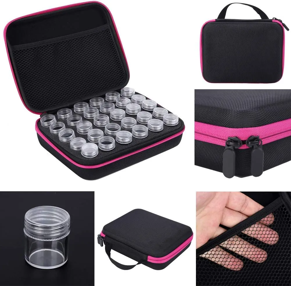 Joyzan Diamond Painting Storage Containers, 30 Slots Portable Bead Art Kit Box Shockproof Accessories Tools Craft Case Organizer Jewelry DIY 5D Seeds Glitter Rhinestones Jars Adult Rings Charms