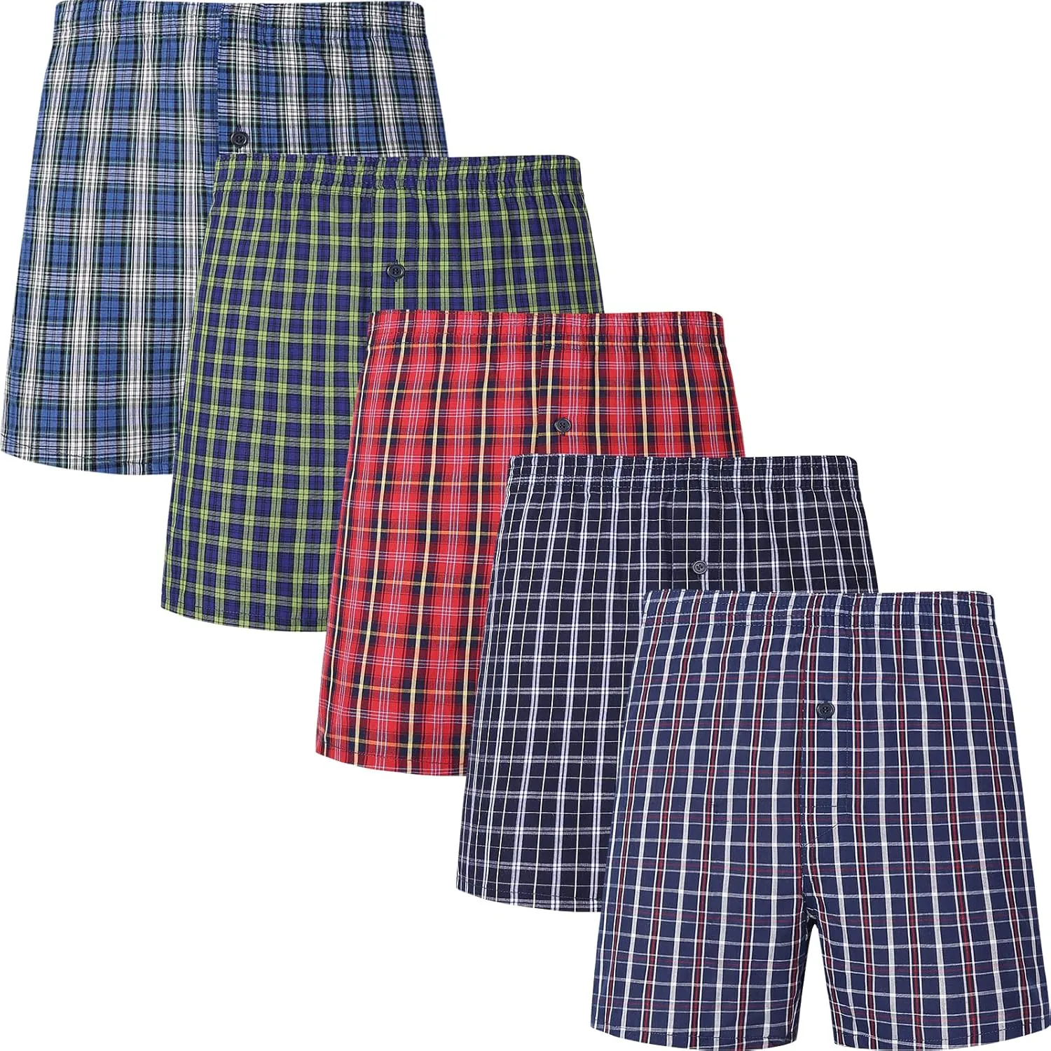 JupiterSecret Men's 100% Cotton Boxer Shorts, Men's Classic Fit Woven Underwear, 5 Pack / 10 Pack