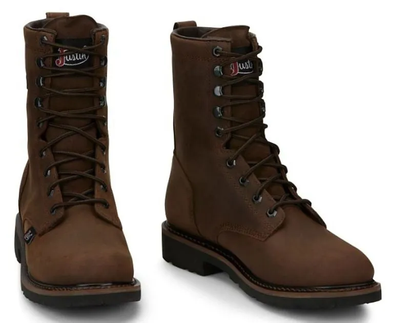 Justin Mens Worker II Wtrprf Tan Work Boots 8In