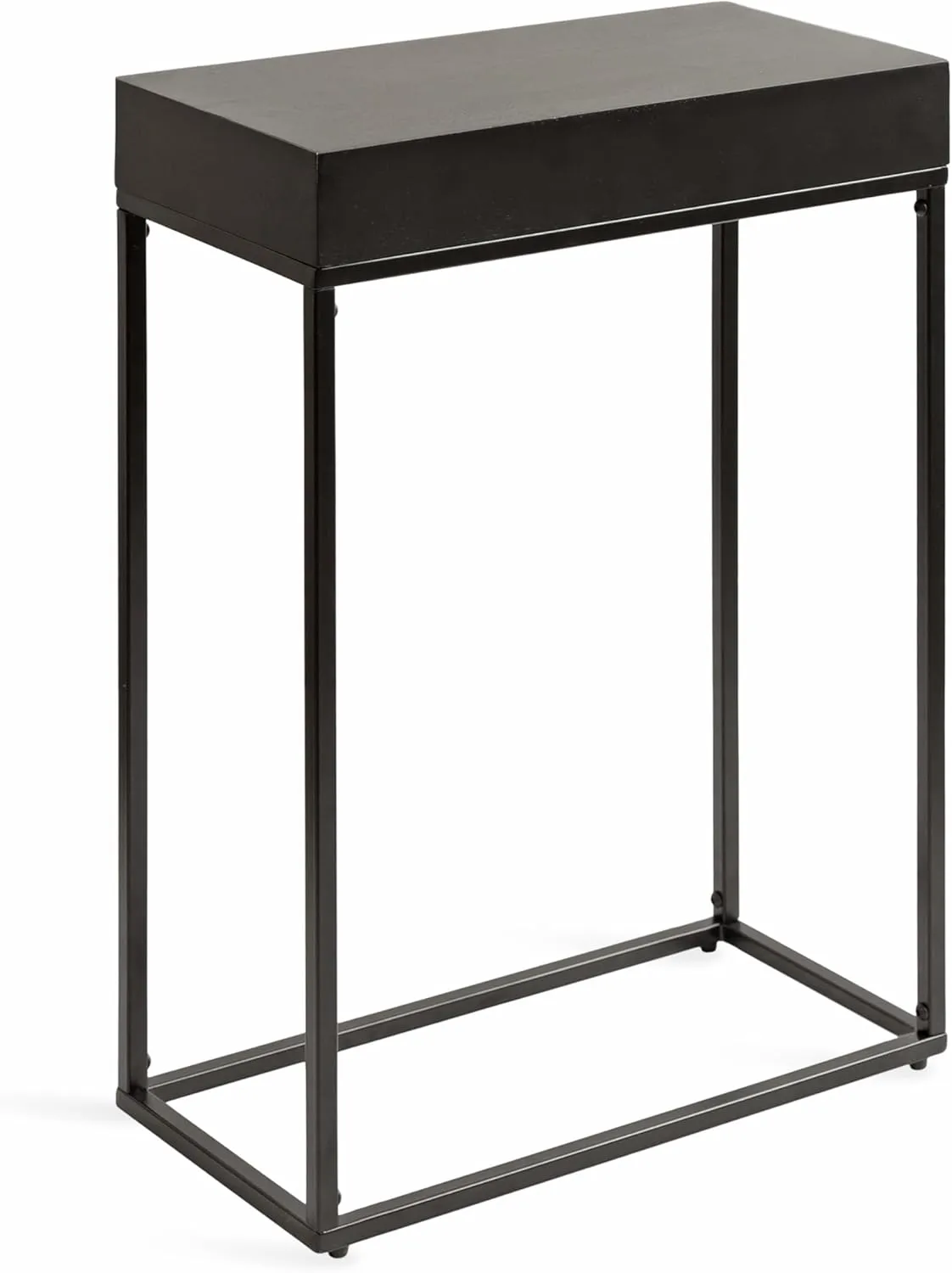 Kate and Laurel Karlsen Modern Wood and Metal Narrow Side Table; 16 x 8 x 24; Black; Minimal Slim End Table for Use as Bedroom Nightstand or Accent Entryway Table