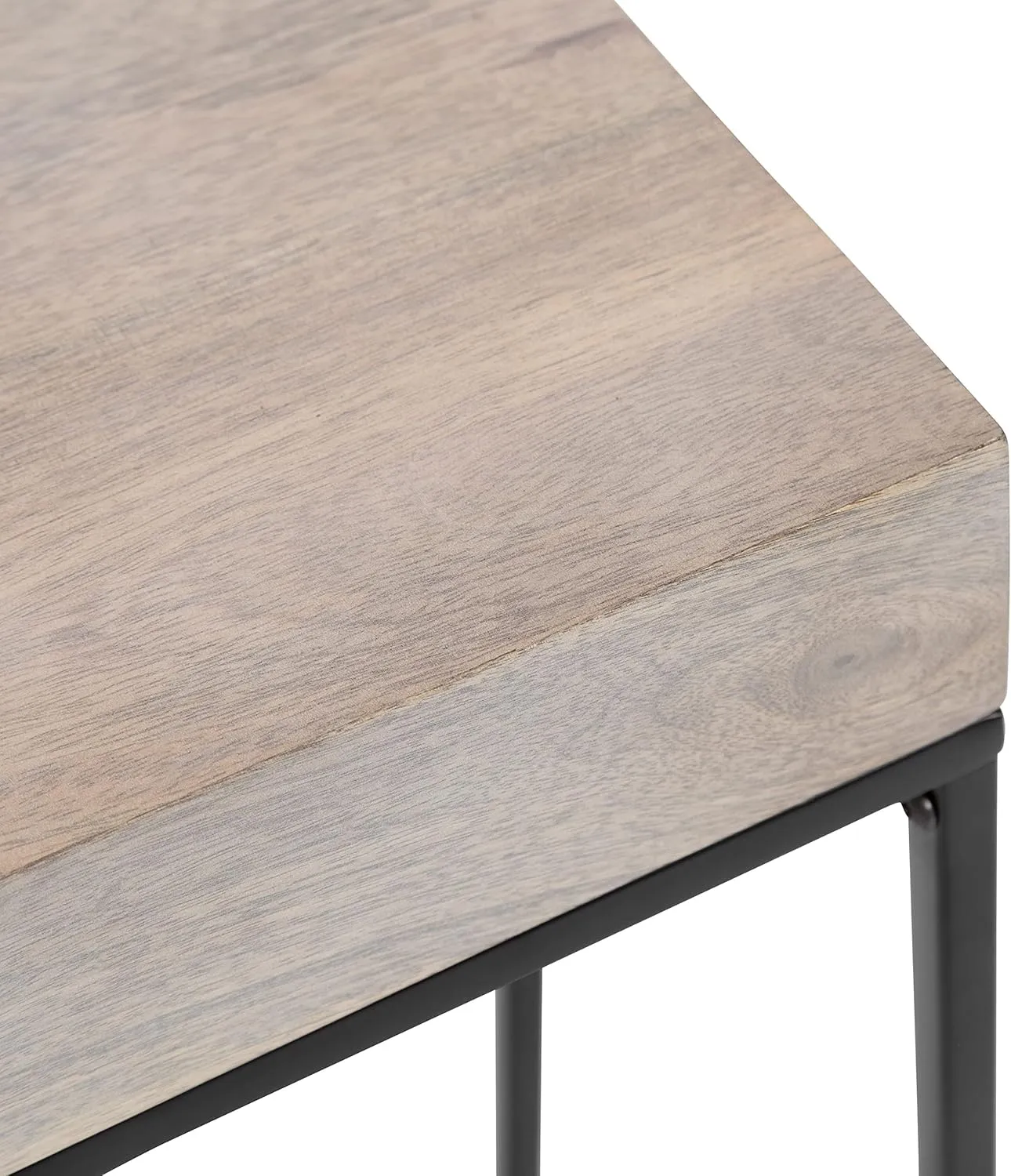 Kate and Laurel Karlsen Wood and Metal Narrow Side Table; 16 x 24 x 8; Whitewash and Black; Modern Transitional Slim Nightstand with Mixed Materials Design