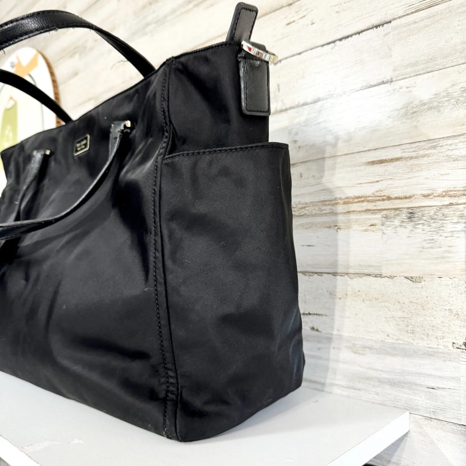 KATE SPADE Canvas Black Side Pocket Diaper Bag Multi Pocket Medium