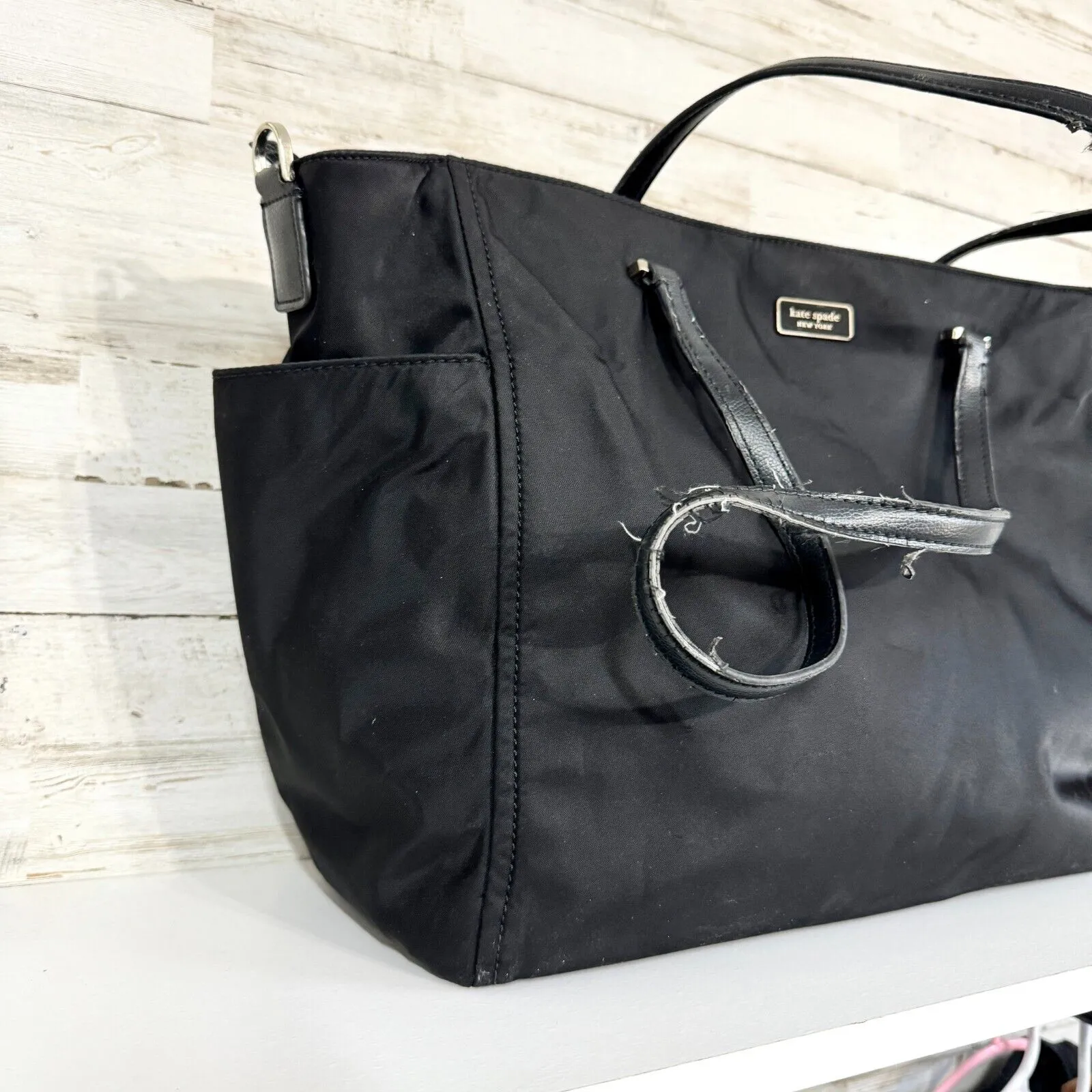 KATE SPADE Canvas Black Side Pocket Diaper Bag Multi Pocket Medium