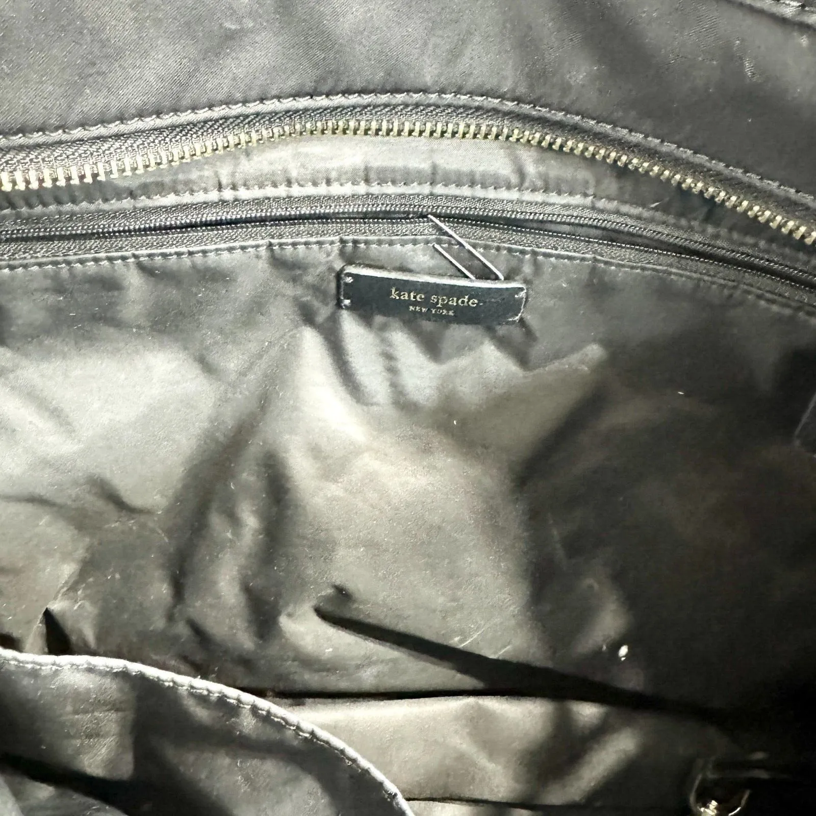 KATE SPADE Canvas Black Side Pocket Diaper Bag Multi Pocket Medium