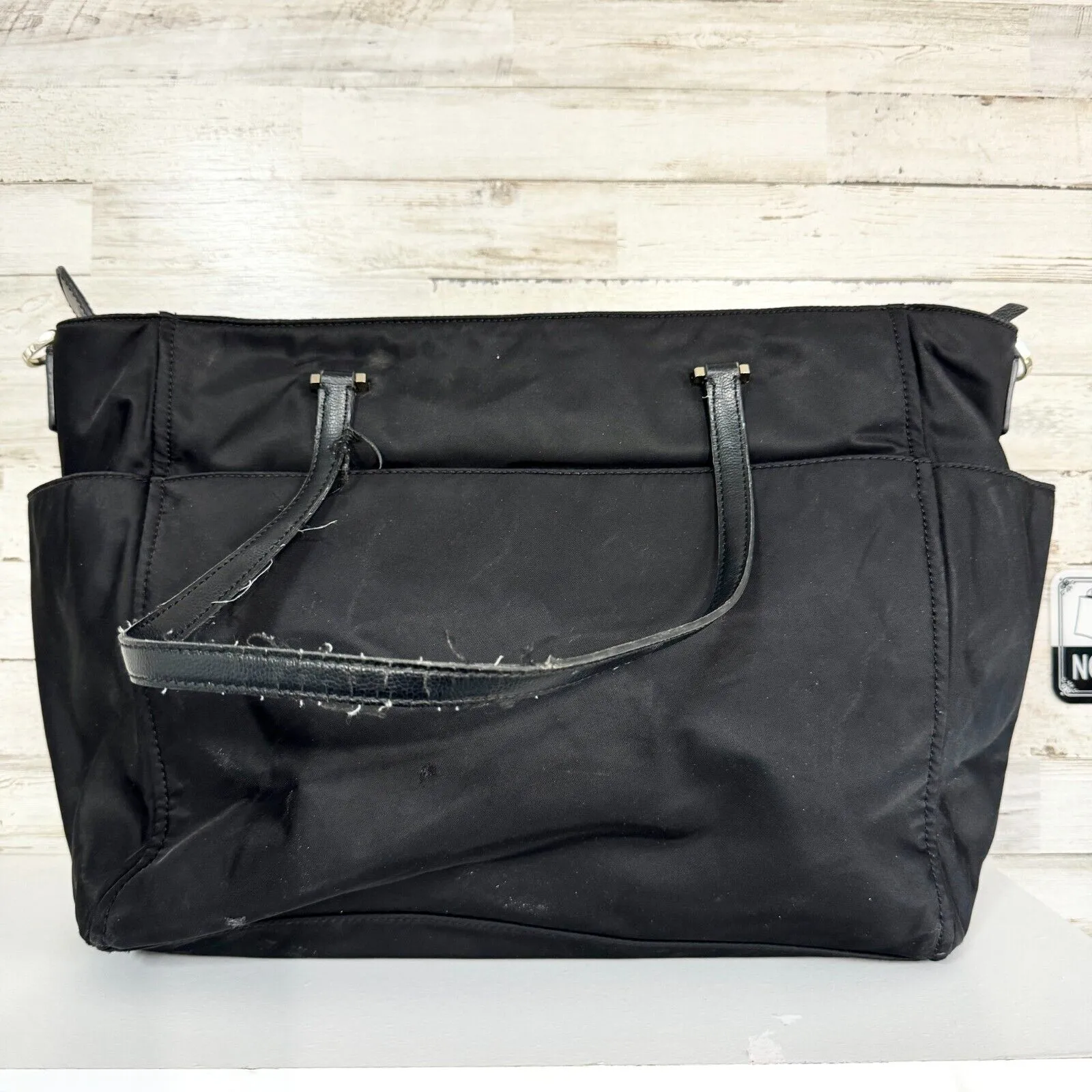 KATE SPADE Canvas Black Side Pocket Diaper Bag Multi Pocket Medium