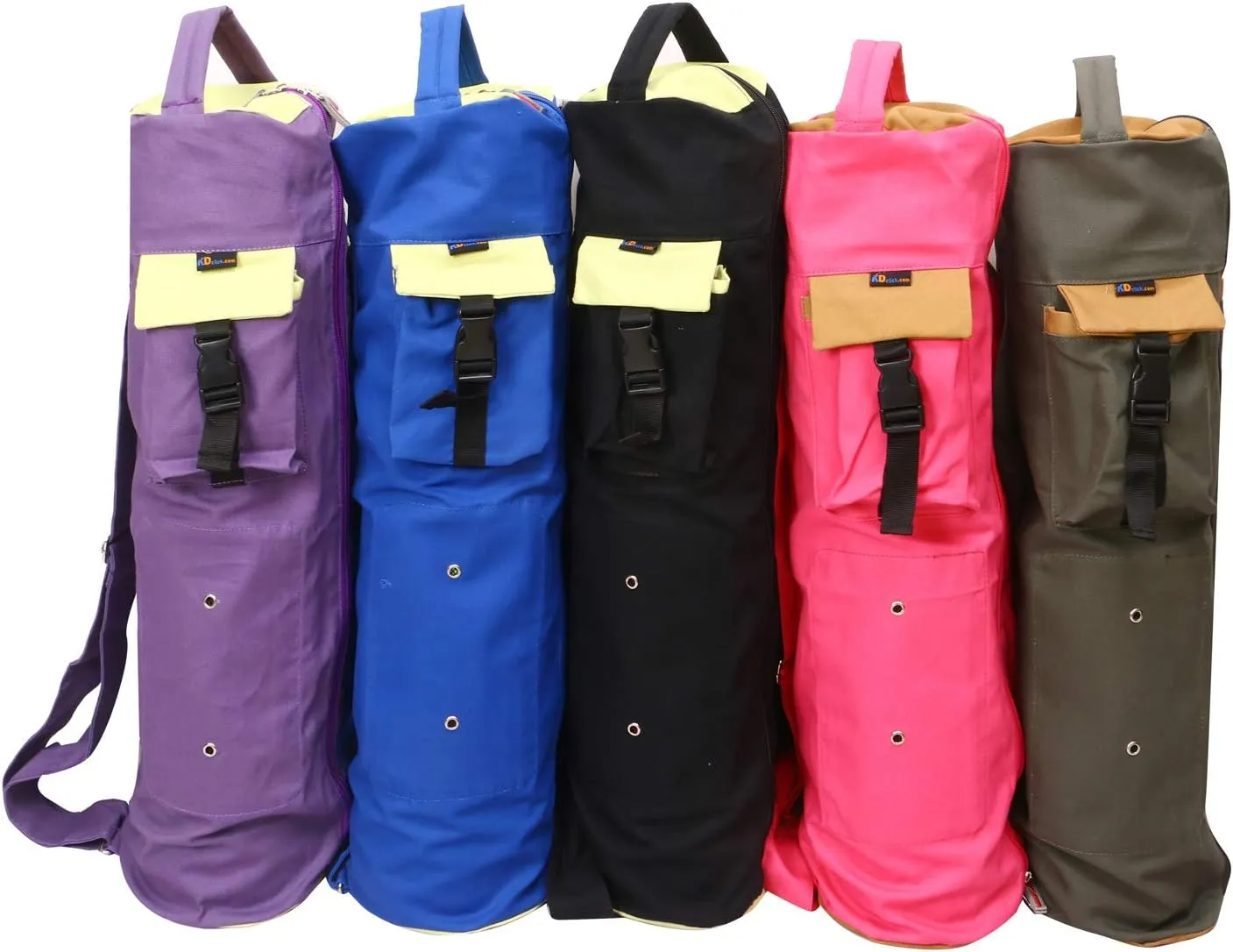 KD Yoga Mat Bag Cotton Canvas Cover Extra Large Bag Multi Functional Pockets for Bottle Belt Bricks Towel Wallet Block & More Sling Bag Mat Holder (Royal Blue)